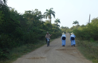 people on a road