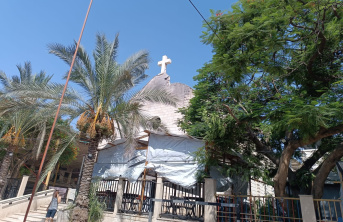 Damage to Holy Family Church in Gaza.