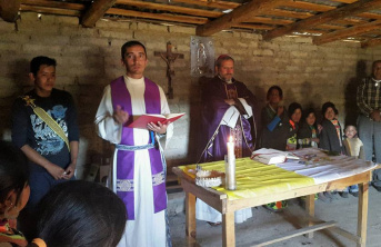 Bishop presiding over a Mass in Mexico